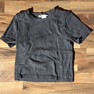 Ribbed dark grey crop top